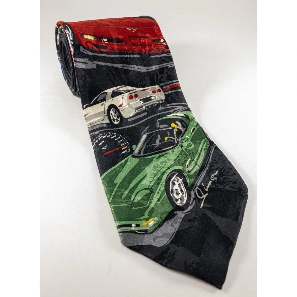 Vtg 1994 Ralph Marlin Corvette II Silk Tie Dennis Simon Automotive Chevy C5 C4